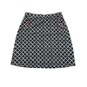 Le Lis Maura A-Line Black White Geometric Skirt Women’s Size XL Red Trim